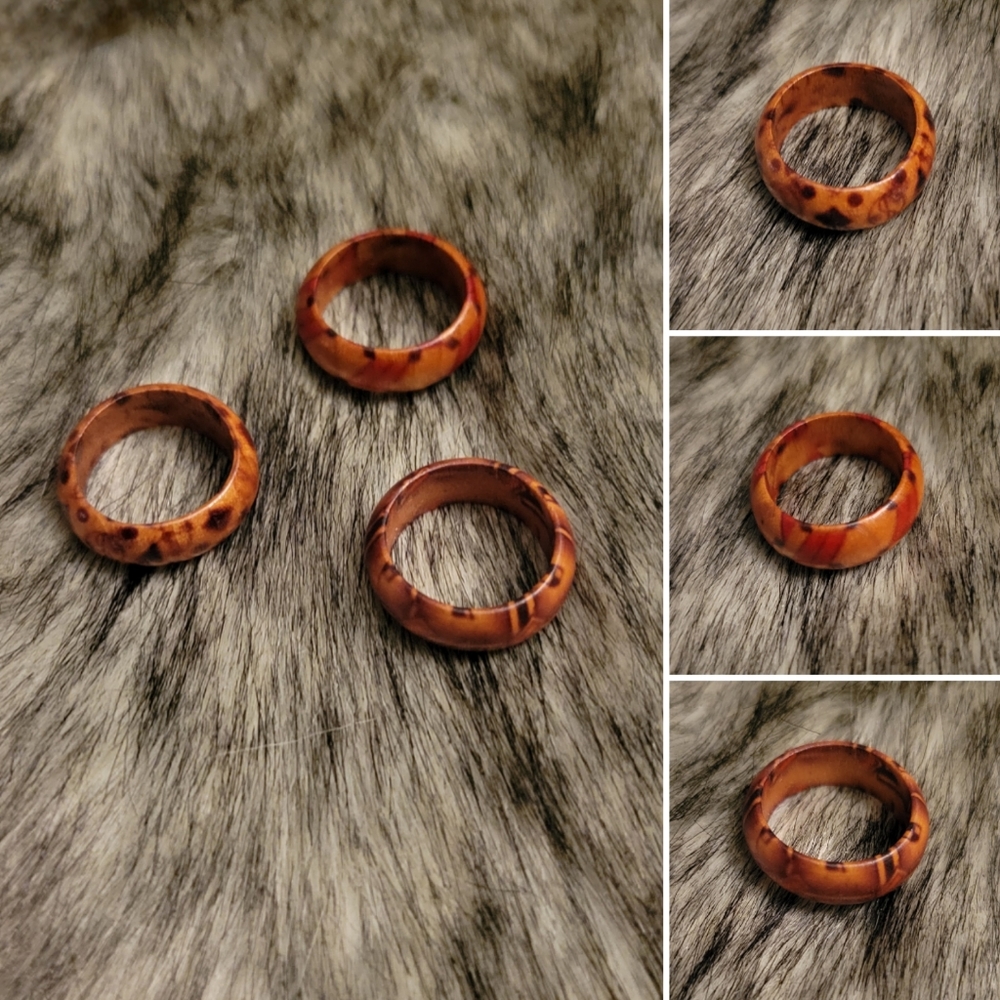 3 pc wood rings larger size, African inspired